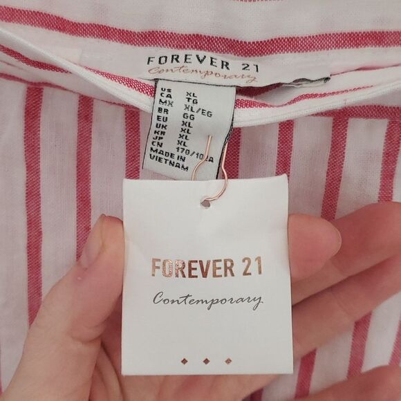 Forever 21 Striped Linen Blend Midi Skirt - Picture 5 of 7